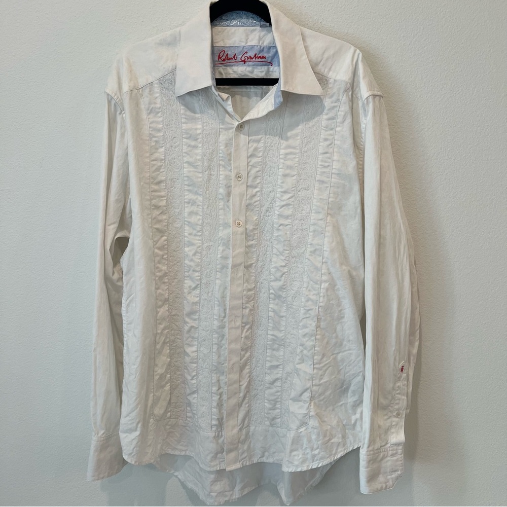 Robert Graham Men's White Embroidered Dress Shirt
